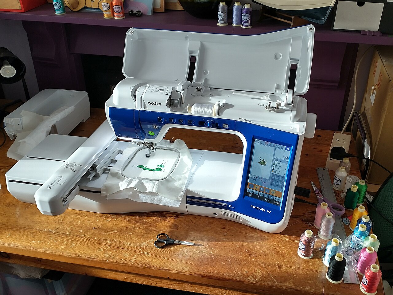 Brother Innov-is home embroidery machine with embroidery arm and hoop